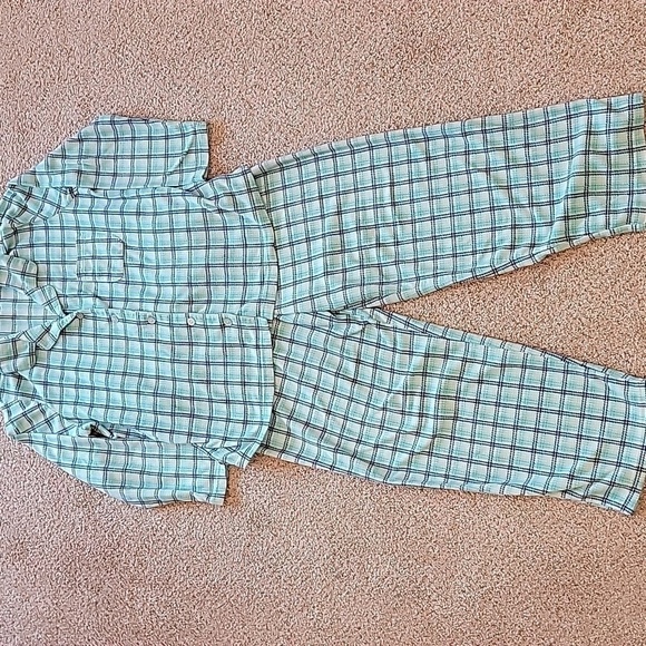 PINK Victoria's Secret Other - Pink Lightweight Flannel Green Plaid Pajama Set Size XL